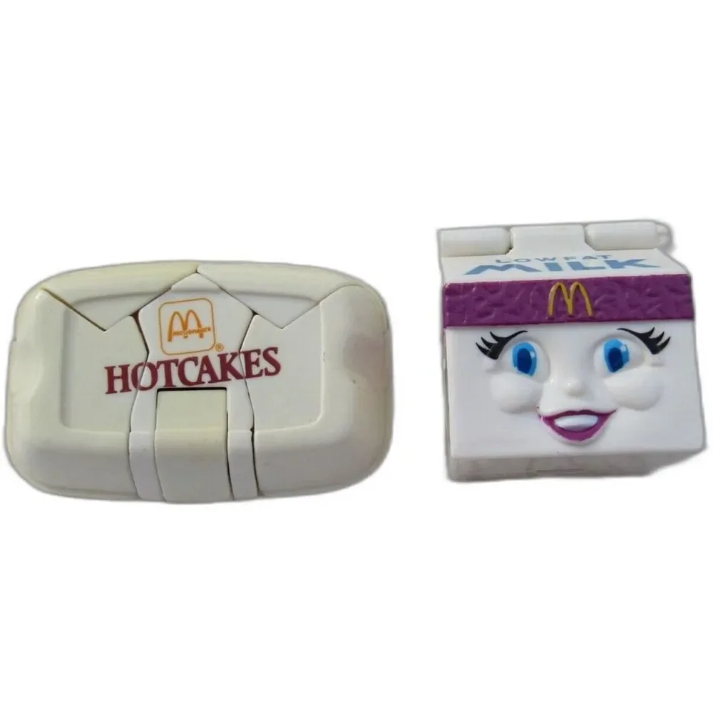McDonald's Happy Meal Toys Changeables Milk Carton + Hotcakes Lot GUC 90s VTG